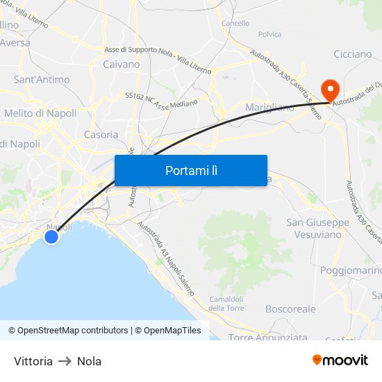 Vittoria to Nola map