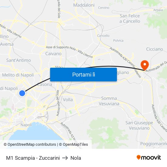 M1 Scampia - Zuccarini to Nola map