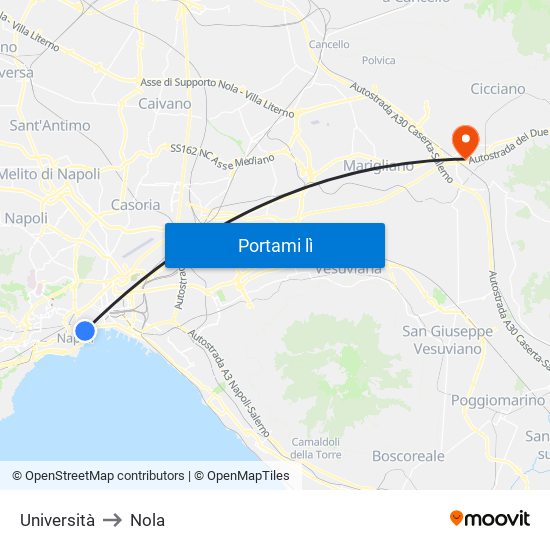 Università to Nola map