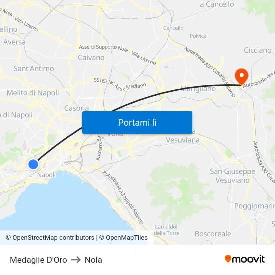 Medaglie D'Oro to Nola map