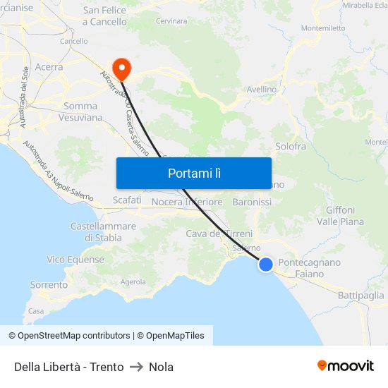 Della Libertà - Trento to Nola map
