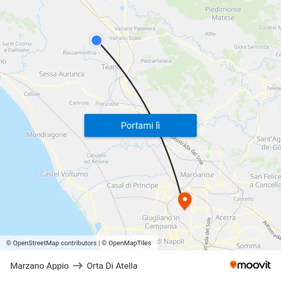 Marzano Appio to Orta Di Atella map