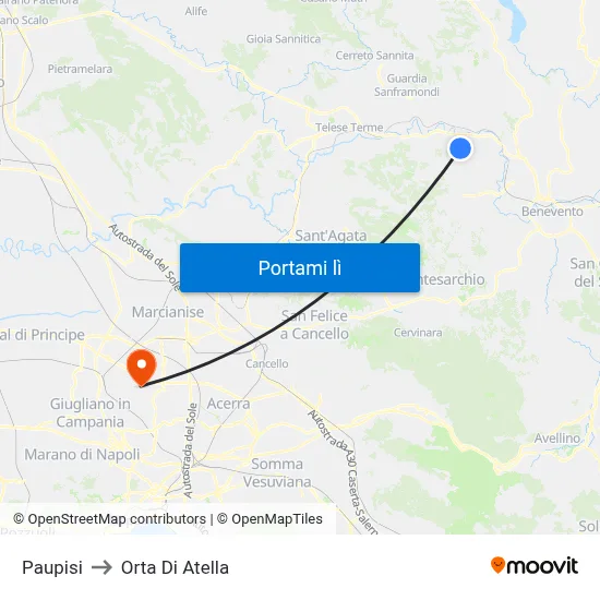 Paupisi to Orta Di Atella map