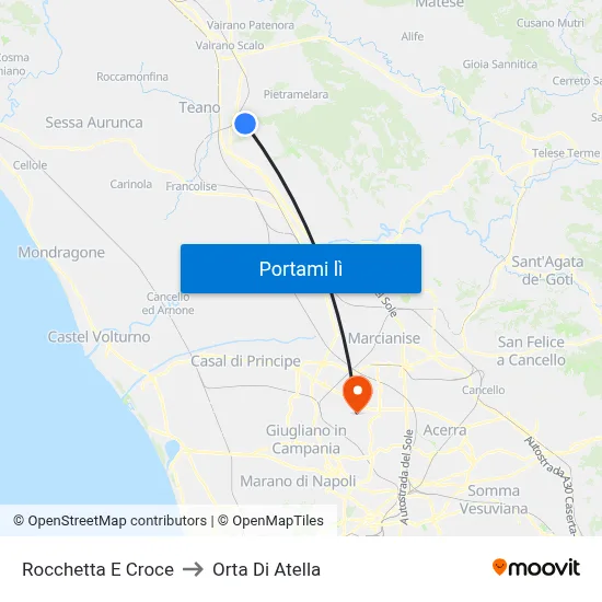 Rocchetta E Croce to Orta Di Atella map