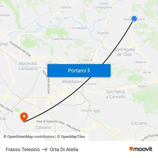 Frasso Telesino to Orta Di Atella map