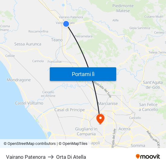 Vairano Patenora to Orta Di Atella map