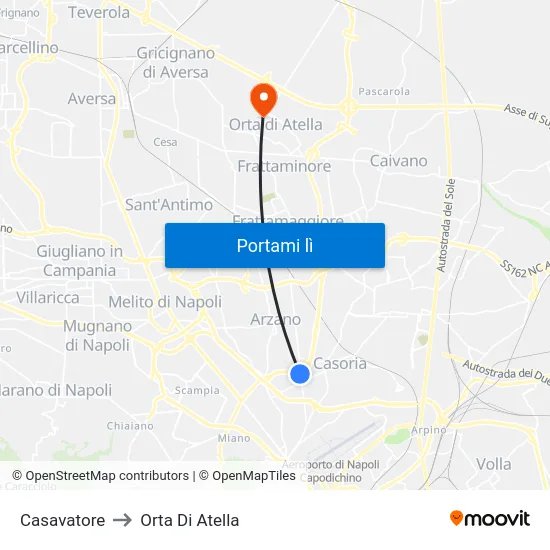 Casavatore to Orta Di Atella map