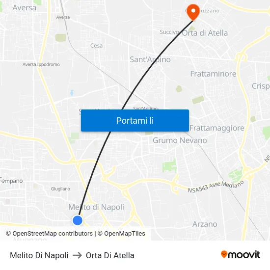 Melito Di Napoli to Orta Di Atella map