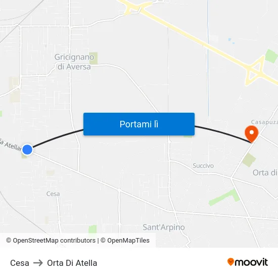 Cesa to Orta Di Atella map