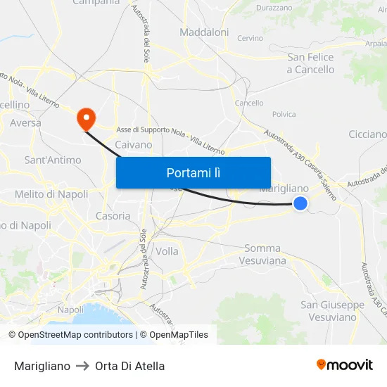 Marigliano to Orta Di Atella map