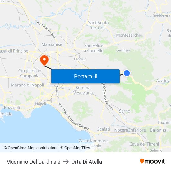 Mugnano Del Cardinale to Orta Di Atella map