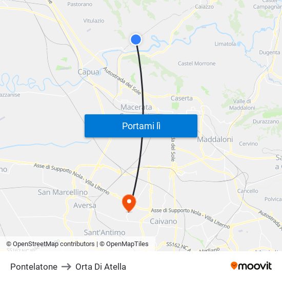 Pontelatone to Orta Di Atella map