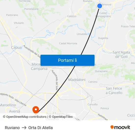 Ruviano to Orta Di Atella map