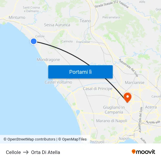 Cellole to Orta Di Atella map