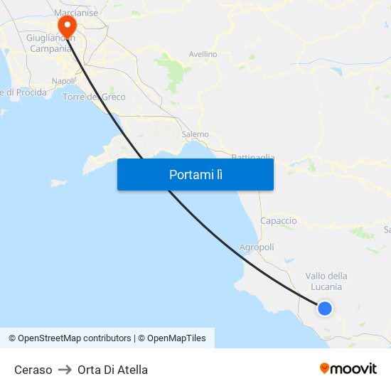 Ceraso to Orta Di Atella map