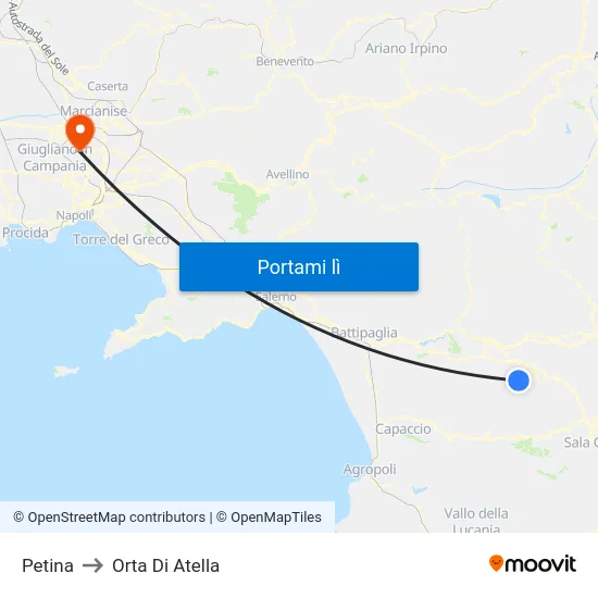 Petina to Orta Di Atella map