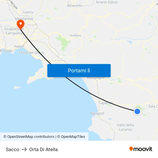 Sacco to Orta Di Atella map