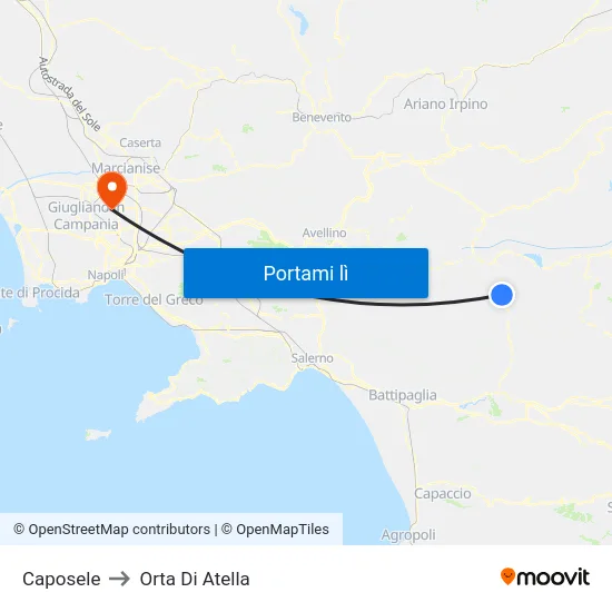 Caposele to Orta Di Atella map