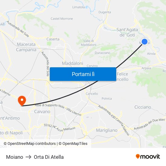 Moiano to Orta Di Atella map