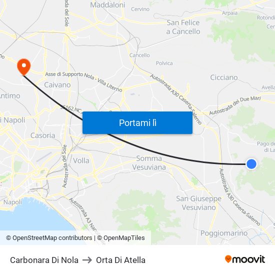 Carbonara Di Nola to Orta Di Atella map