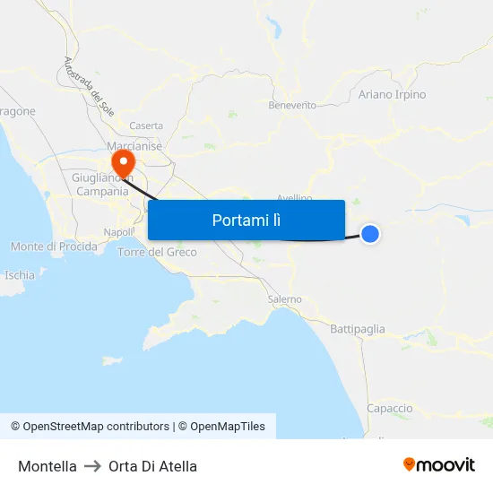 Montella to Orta Di Atella map