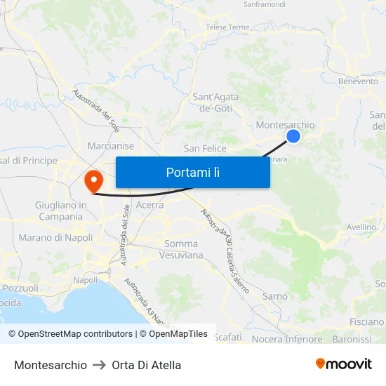 Montesarchio to Orta Di Atella map