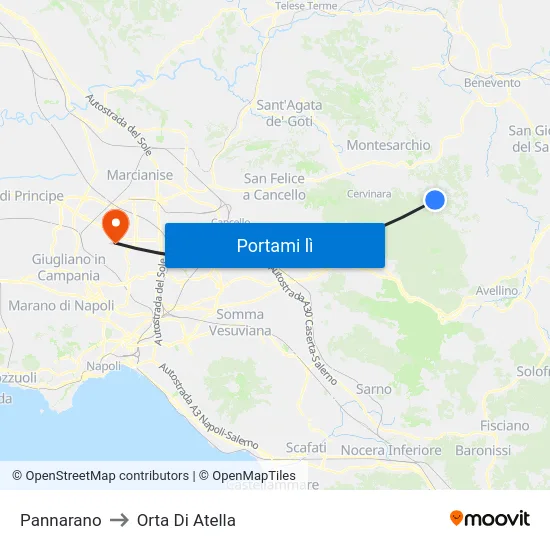 Pannarano to Orta Di Atella map