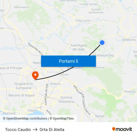 Tocco Caudio to Orta Di Atella map