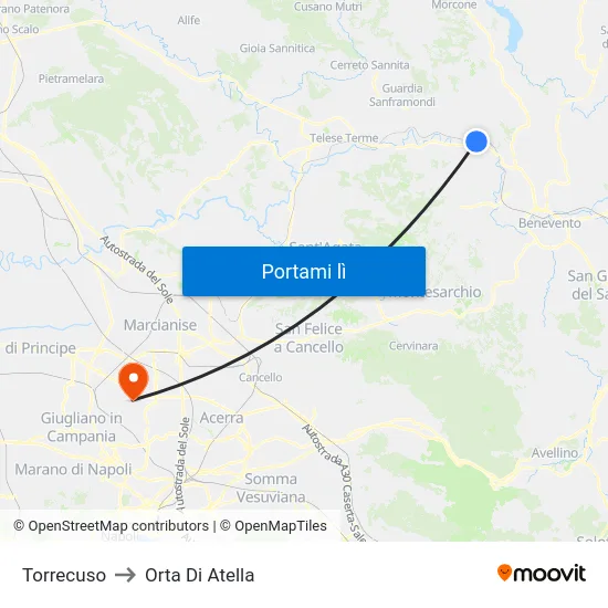 Torrecuso to Orta Di Atella map