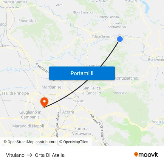 Vitulano to Orta Di Atella map