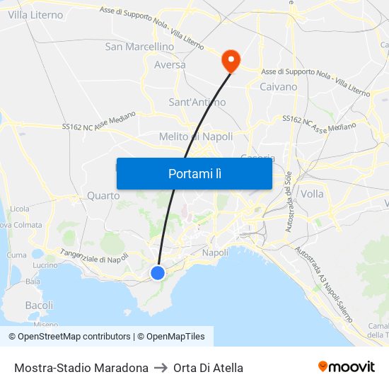 Mostra-Stadio Maradona to Orta Di Atella map