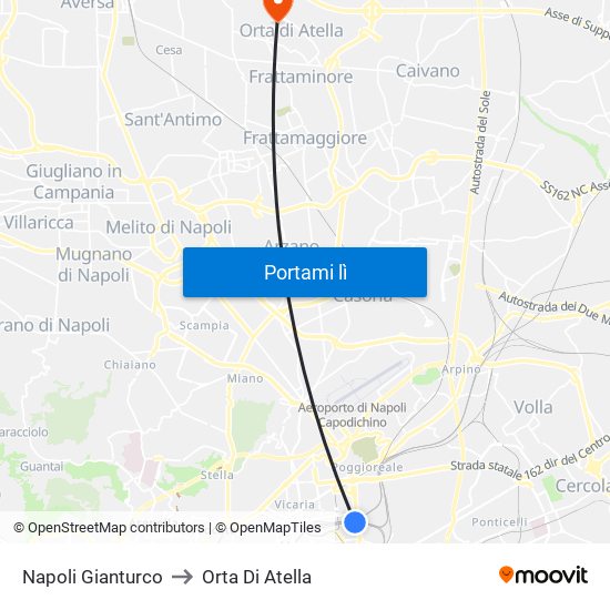 Napoli Gianturco to Orta Di Atella map