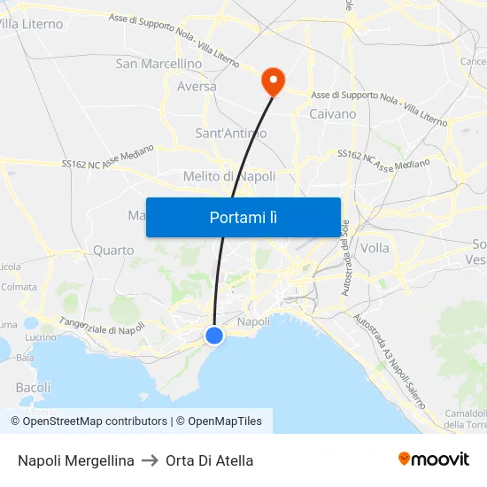 Napoli Mergellina to Orta Di Atella map