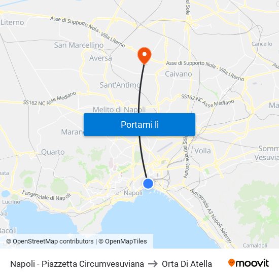 Napoli - Piazzetta Circumvesuviana to Orta Di Atella map