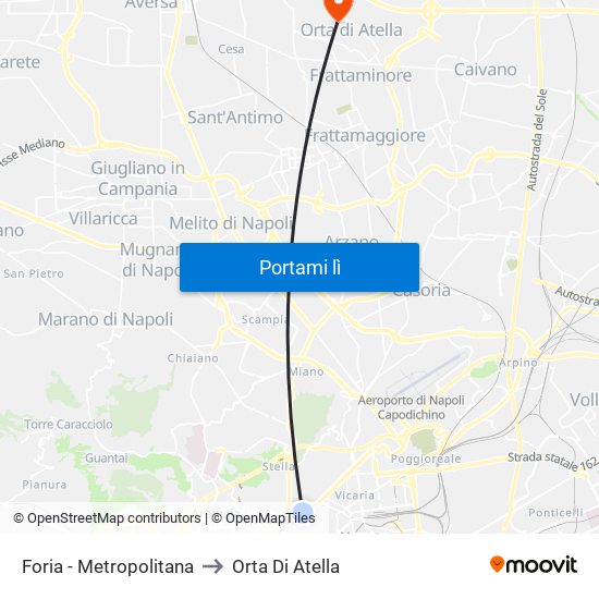 Foria - Metropolitana to Orta Di Atella map