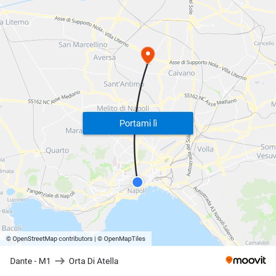 Dante - M1 to Orta Di Atella map