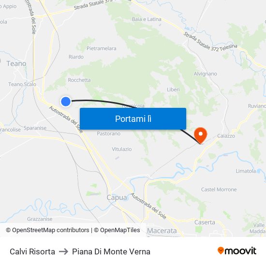 Calvi Risorta to Piana Di Monte Verna map