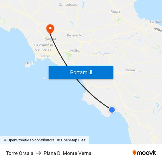 Torre Orsaia to Piana Di Monte Verna map