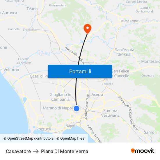 Casavatore to Piana Di Monte Verna map