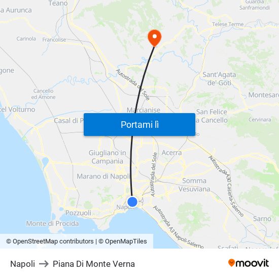 Napoli to Piana Di Monte Verna map