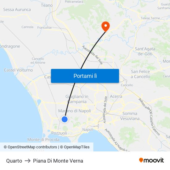 Quarto to Piana Di Monte Verna map