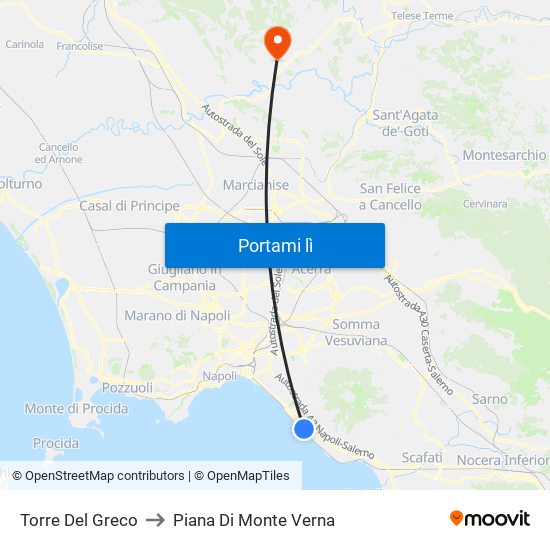 Torre Del Greco to Piana Di Monte Verna map