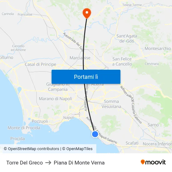 Torre Del Greco to Piana Di Monte Verna map