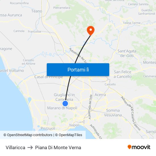 Villaricca to Piana Di Monte Verna map