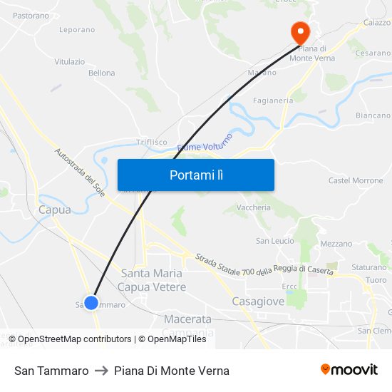 San Tammaro to Piana Di Monte Verna map