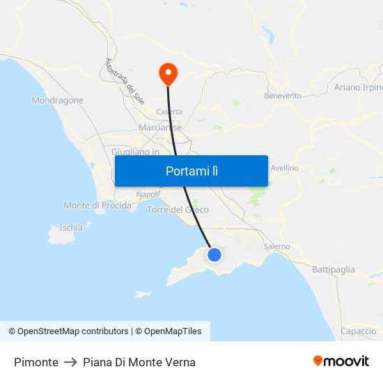 Pimonte to Piana Di Monte Verna map