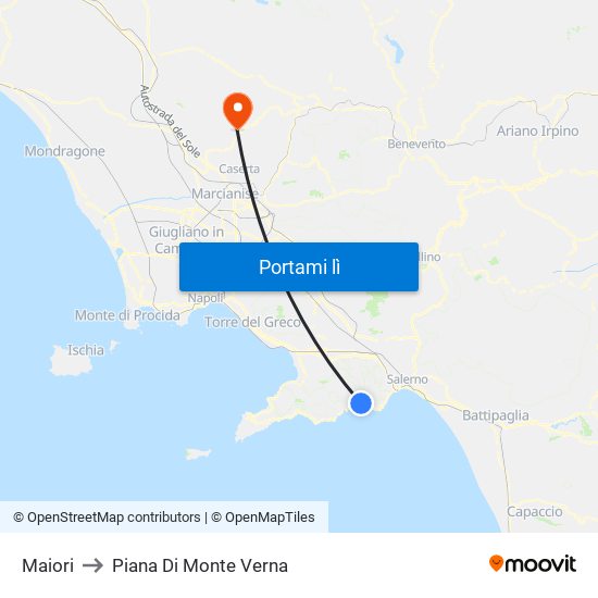 Maiori to Piana Di Monte Verna map