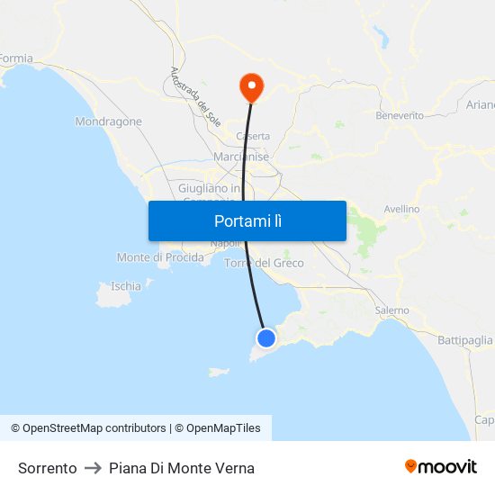 Sorrento to Piana Di Monte Verna map
