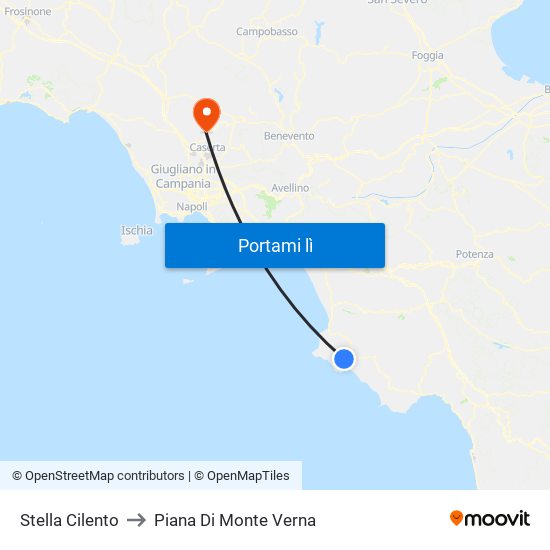 Stella Cilento to Piana Di Monte Verna map