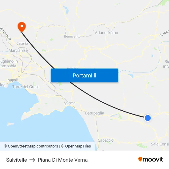 Salvitelle to Piana Di Monte Verna map
